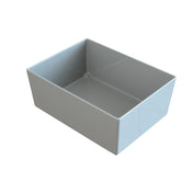 A rectangular, open-topped, light gray Duracoat cast aluminum container viewed at an angle from above, set against a plain white background. The bowl has smooth sides and no markings or handles, with sharp corners and flat surfaces.