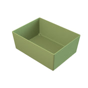 A rectangular, light green Simple Solutions Bowl with smooth sides and slightly rounded interior corners, viewed from above at an angle on a white background. The plastic storage bin is empty and has no visible handles or markings.