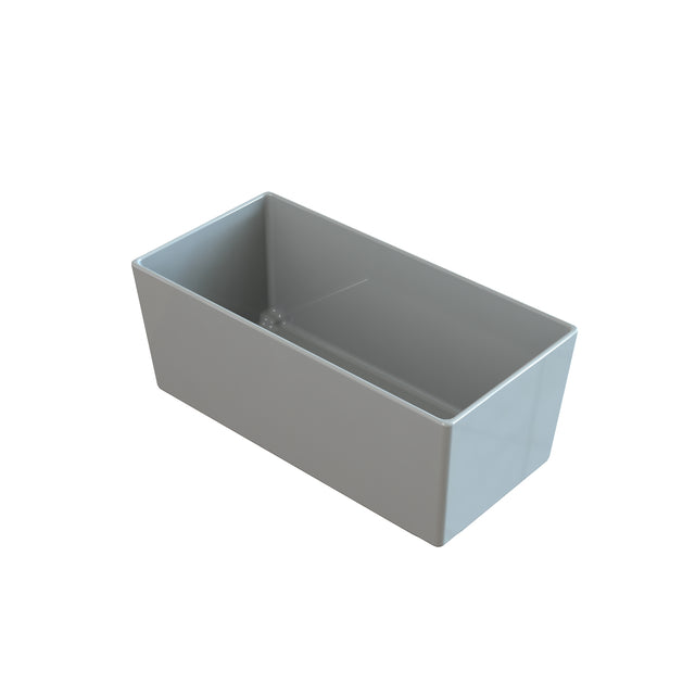 A rectangular, light gray Simple Solutions Bowl is shown on a white background. This open-top cold holding bowl features smooth surfaces, straight sides, and slightly rounded edges, with no visible handles or markings.