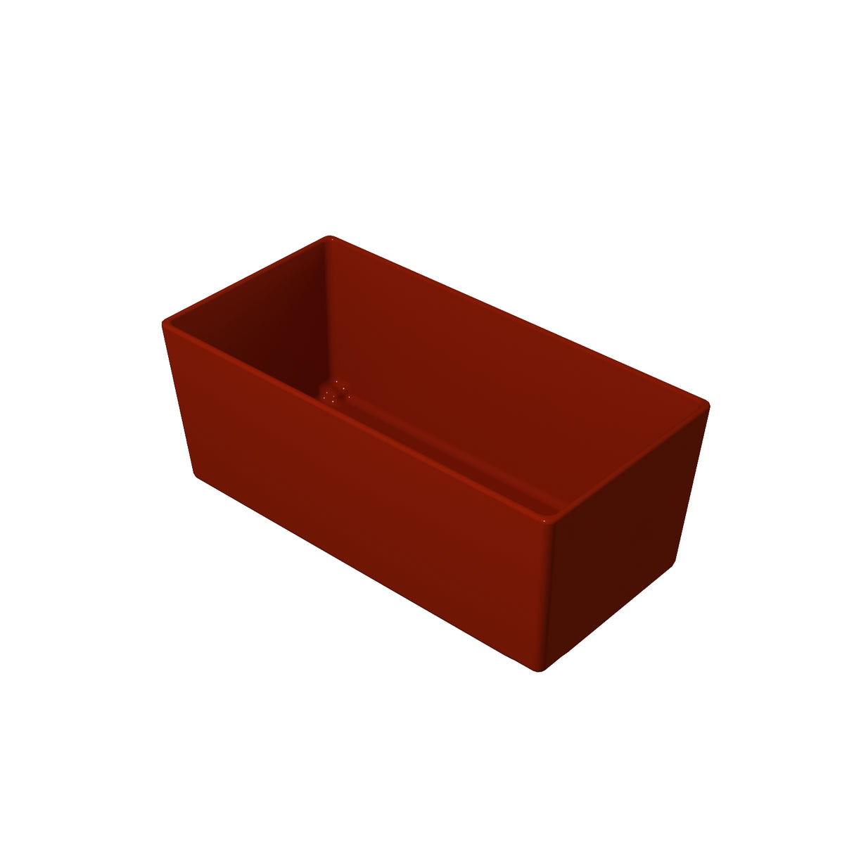 A plain, rectangular, deep red Simple Solutions™ Bowl with straight sides and a flat base is shown on a white background with the interior visible. The container has no handles, markings, or decorations.