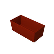 A plain, rectangular, deep red Simple Solutions™ Bowl with straight sides and a flat base is shown on a white background with the interior visible. The container has no handles, markings, or decorations.