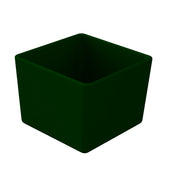 A simple, dark green, empty, square-shaped Simple Solutions Bowl with rounded edges, viewed slightly from above on a white background. The container has smooth surfaces and appears to be made of plastic or ceramic.