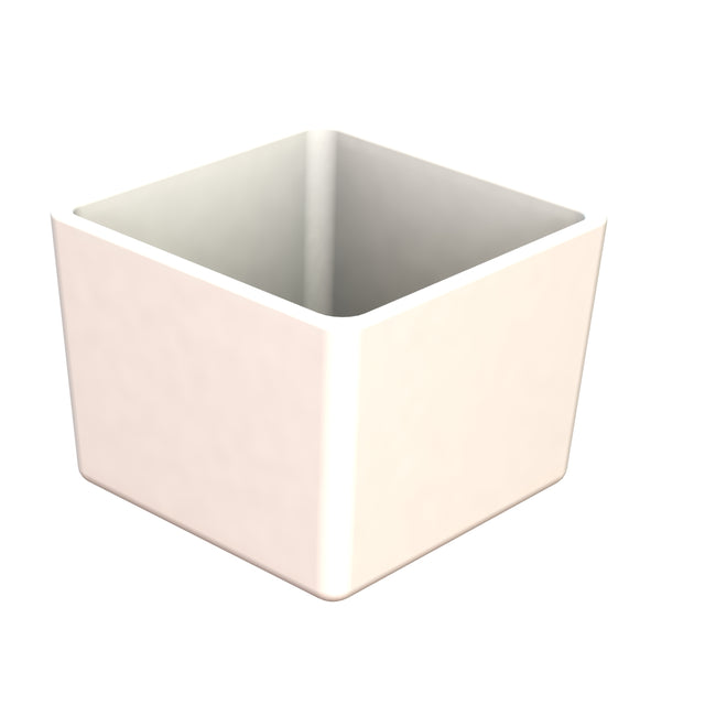 A white square Simple Solutions Bowl made from Duracoat coated cast aluminum sits against a white background.