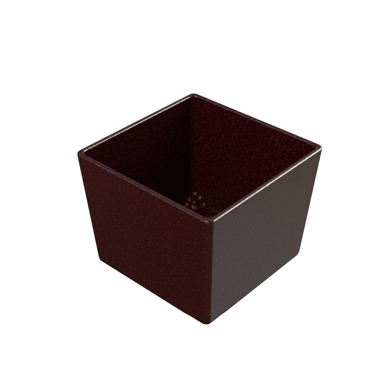 A dark brown, empty Simple Solutions Bowl with slightly flared sides and a smooth, glossy surface. Viewed from above at an angle, this dishwasher safe bowl showcases its deep interior and sharp, clean edges.