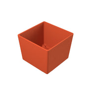 A plain, empty, orange plastic square planter pot with smooth sides and slightly rounded edges, shown from an angled top view against a white background—ideal for pairing with a Simple Solutions Bowl for versatile indoor or outdoor use.