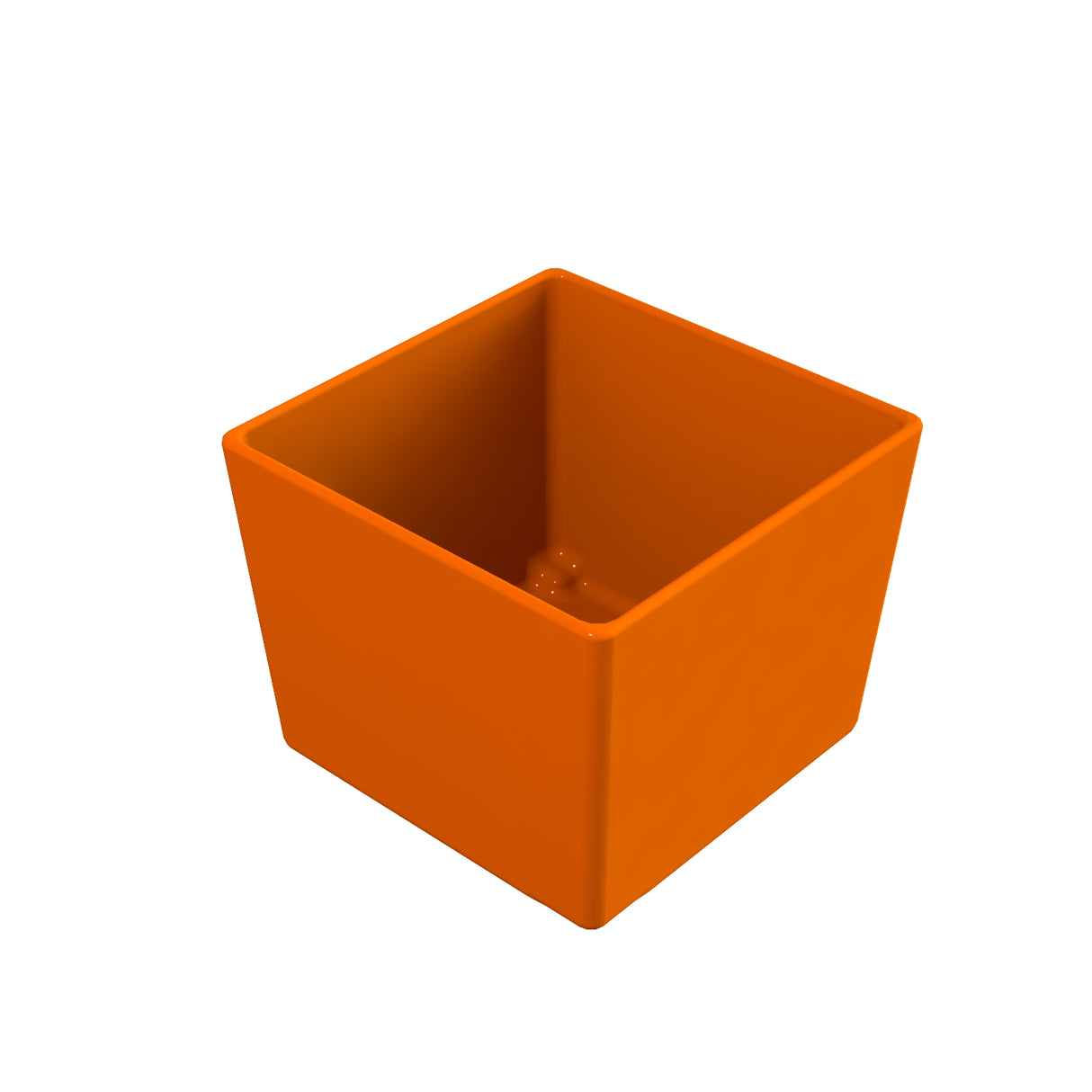 A simple, empty, square-shaped orange Simple Solutions Bowl with smooth sides and a slightly rounded rim, shown on a white background.