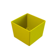 A bright yellow, square-shaped Simple Solutions Bowl with smooth sides, viewed from a slightly elevated angle on a plain white background.