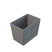 A rectangular, gray, open-top container or bin with slightly tapered sides, made of textured cast aluminum. The bin is empty and sits on a white background.