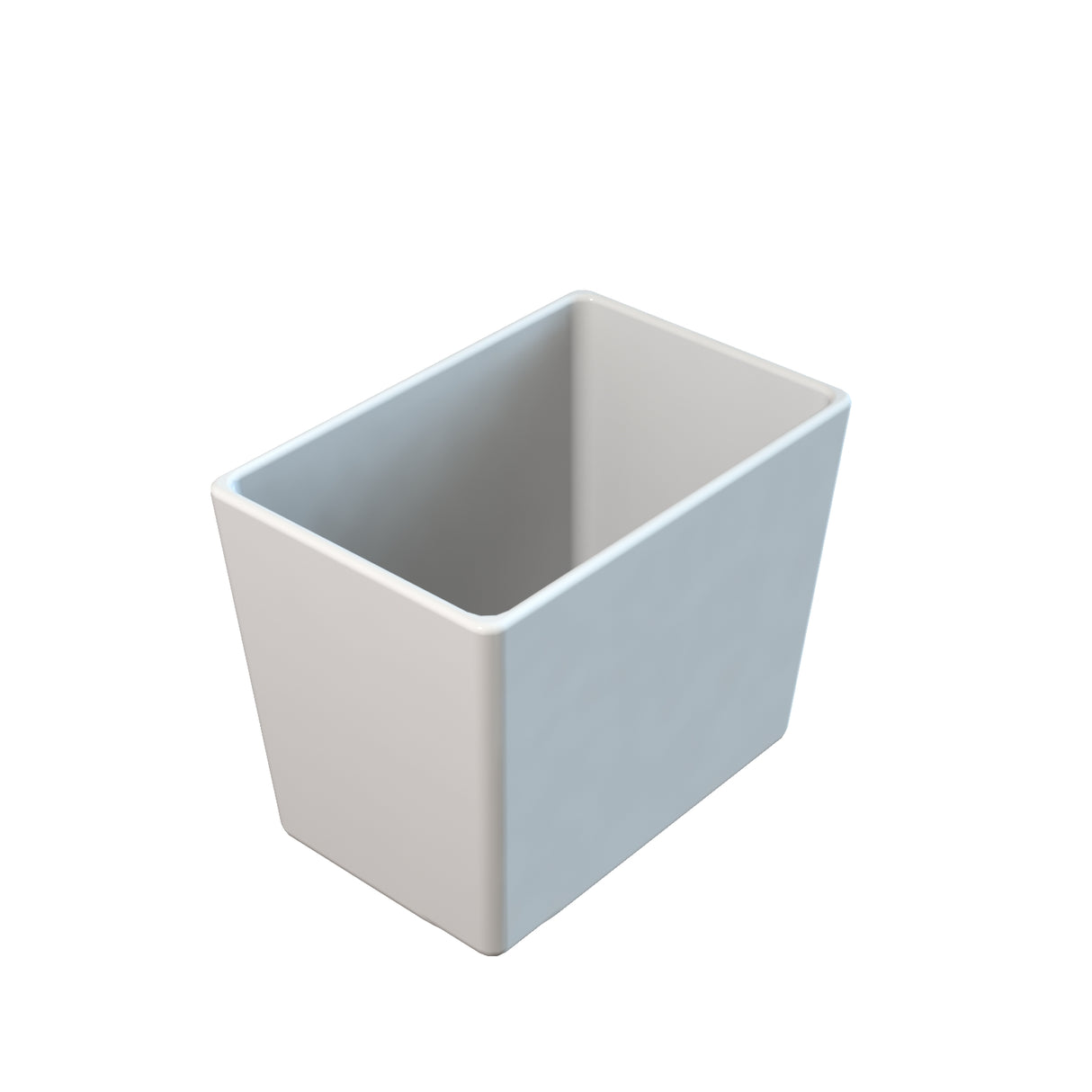 A plain, white, rectangular ceramic container with slightly slanted sides. Both the interior and exterior are smooth, and the Simple Solutions Bowl is dishwasher safe, sitting on a white background with no visible markings or decorations.