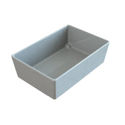 A rectangular, glossy, white Simple Solutions Bowl with smooth edges and an open top, shown angled slightly from above, isolated on a white background.