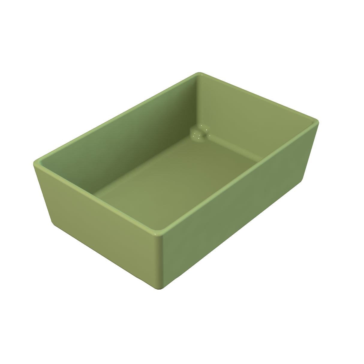 A rectangular, light green Simple Solutions Bowl with straight sides and slightly rounded corners, shown from a high angle on a white background. The container is empty and has a smooth, glossy surface.