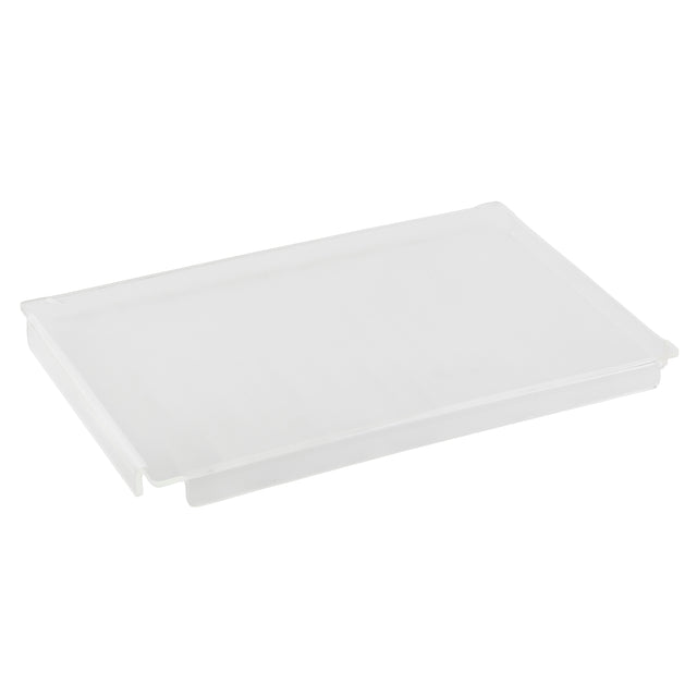 A transparent, rectangular acrylic cover with slightly raised edges, designed to fit over a matching container. Ideal as a cover for Simple Solutions bowls, the lid lies flat against a white background with smooth edges and no visible handles or labels.