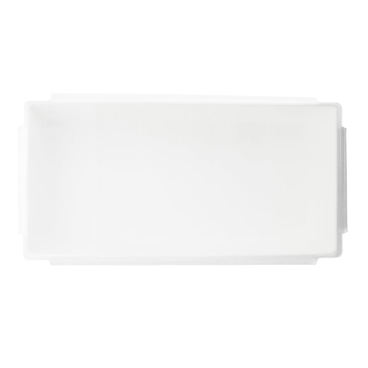 A rectangular, translucent white plastic container with a matching flat Cover is shown from above against a white background. The lid fits securely, and the container’s edges are slightly rounded, giving it a smooth appearance.