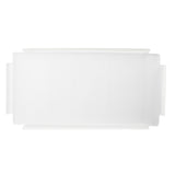 A rectangular, white acrylic tray with slightly raised edges and indented handles on the shorter sides, photographed from above against a white background. The smooth, unadorned surface is ideal as a cover for Simple Solutions bowls.