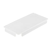 A clear, rectangular acrylic object with a flat top and two raised edges along the longer sides, resembling a small protective cover or spacer. Its smooth surfaces and rounded corners make it ideal for use with Simple Solutions bowls.