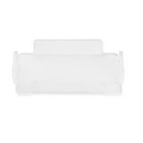 A clear, rectangular TableCraft tray with raised sides and a small back panel, set against a white background. The tray has smooth edges and is empty, ideal for organizing or holding items under an acrylic cover.