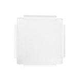 A square, translucent white acrylic cover with four short tabs—one on each side—shown against a plain white background. Designed for Simple Solutions bowls, the lid appears smooth with rounded corners and slightly raised edges.