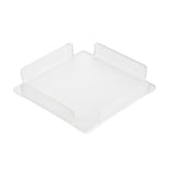 A transparent, square-shaped acrylic tray with raised, outward-sloping edges on all four sides. Positioned against a white background, it showcases its clear, minimalistic design—perfect for organizing Simple Solutions bowls or as a cover.