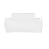 A clear, rectangular acrylic display stand with raised sides and a back support, shown against a white background. Ideal for showcasing items like brochures, tablets, small signs, or even Simple Solutions bowls.