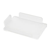 A clear, rectangular acrylic cover with slightly raised edges on three sides, leaving one long side open. The tray is empty and shown on a white background, highlighting its transparent and minimalist design—ideal as a bowl cover or organizer.
