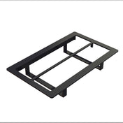 A black, rectangular Duracoat coated cast aluminum frame with a minimalist design, featuring four supporting legs and two horizontal bars inside. The frame is viewed from an angle, showing its open center and raised structure against a white background.