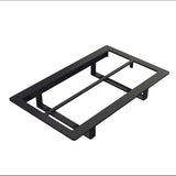 A black, rectangular Duracoat coated cast aluminum frame with two support bars and four wide legs at each corner, photographed on a white background. The open design suggests it may be a cold food template or structural support component.