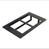 A black, rectangular plastic faceplate with two large, square cutouts in a modern mint finish, viewed at an angle on a white background. The faceplate appears to be designed for mounting switches or outlets in an electrical box.