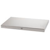 A plain, rectangular Stainless Steel cooling plate with a smooth, reflective surface. The edges are slightly rounded, and small TableCraft labels appear on the front edge. The slab rests on a white background.