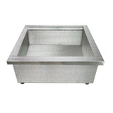 A rectangular, stainless steel sink or basin with straight edges and a deep, spacious interior—ideal as a Portable Insulated Ice Well—shown against a white background. The front and inside feature a clean, brushed metal finish.