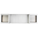 A modern rectangular brushed metal wall light fixture with two square frosted glass diffusers, inspired by the clean lines of a TableCraft Action Station. Designed for horizontal mounting, it offers a minimalist look with framed ends and a plain center.