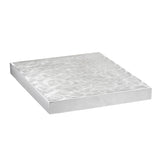 A square, flat aluminum tabletop slab measuring 24 x 24 inches, with smooth, polished sides and a rippled, textured top surface. Thick and solid, it reflects light on its silvery finish. Perfect as a sleek tabletop cover against a plain white background.