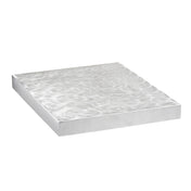 A square, flat aluminum tabletop slab measuring 24 x 24 inches, with smooth, polished sides and a rippled, textured top surface. Thick and solid, it reflects light on its silvery finish. Perfect as a sleek tabletop cover against a plain white background.