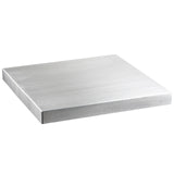 A plain, square-shaped metal tabletop cover with smooth edges and a flat, brushed finish is shown against a white background. Crafted from 13 gauge aluminum, the plate has a sleek, matte appearance reminiscent of stainless steel.