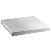 A plain, square-shaped metal tabletop cover with smooth edges and a flat, brushed finish is shown against a white background. Crafted from 13 gauge aluminum, the plate has a sleek, matte appearance reminiscent of stainless steel.