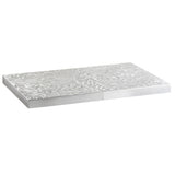 A rectangular aluminum table cover with a shiny, textured surface featuring swirling, circular patterns. The tabletop cover appears to be composed of two adjoining pieces, both with the same decorative finish, set against a plain white background.
