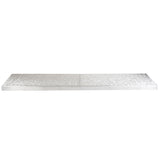 A low, rectangular aluminum platform with a slightly textured, patterned surface is displayed against a plain white background. This modern and minimalist tabletop cover features clean, straight edges—ideal for an 8' table.