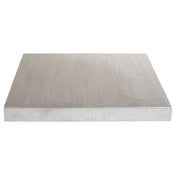 A plain, rectangular aluminum tabletop with a brushed finish and smooth edges, viewed from a slightly angled front perspective against a white background.