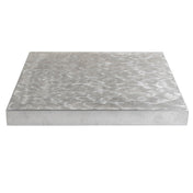 A square, metallic 30 x 30 aluminum tabletop cover with a brushed, swirled texture and sharp edges. The silver-gray surface gives it a sleek, modern industrial look against the clean, white background.