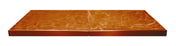 Two rectangular blocks with a glossy, marbled amber or brown surface are placed side by side, resembling a single, smooth aluminum table cover or 6' table cover on a white background, separated by a visible seam in the middle.