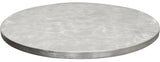 A round, flat aluminum metal disk with a smooth top surface featuring a subtle, circular brushed pattern—ideal as an aluminum round table cover. The edge is slightly raised and metallic, creating a modern, industrial look against the plain white background.