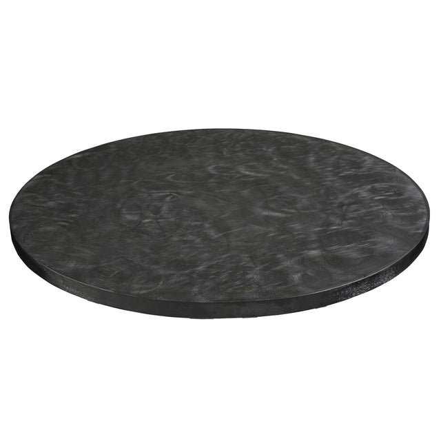A round, flat, dark gray 30" round table cover with a subtle swirling pattern on its surface. The edge is slightly beveled, and the material appears to be a sturdy composite or laminate tabletop cover, shown against a white background.