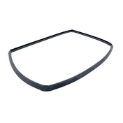 A black, flexible rubber window gasket is displayed against a white background. Shaped like an uneven rectangle with rounded corners, this Replacement Door Gasket is designed to fit around a Cadco OV-003 convection oven door.