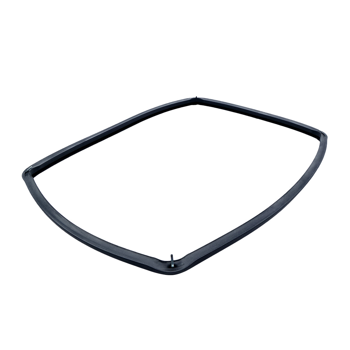 A black, rubber-like Replacement Door Gasket is shaped in a rounded quadrilateral with smooth edges and a slight lip, designed to fit around the perimeter of a Cadco OV-003 convection oven window or panel for an effective seal.