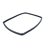 A black, rubber-like Replacement Door Gasket is shaped in a rounded quadrilateral with smooth edges and a slight lip, designed to fit around the perimeter of a Cadco OV-003 convection oven window or panel for an effective seal.