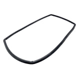 A black rubber Replacement Door Gasket, shaped in a large rectangular oval with rounded edges, is placed against a plain white background. The gasket appears flexible and is designed for fitting around a half size convection oven, such as the Cadco OV-013.
