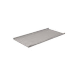 A rectangular, light gray wooden shelf with slightly raised edges on the shorter sides. Reminiscent of a Vulcan emitter panel, the shelf appears unmounted and is shown against a plain white background.