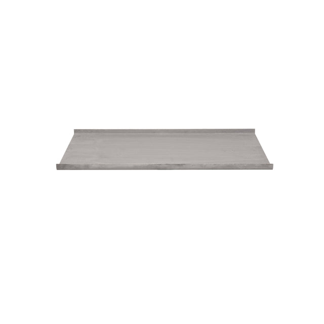 A plain, rectangular gray metal shelf with slightly raised edges on three sides, reminiscent of a Vulcan emitter panel. The minimalist and functional design is suitable for wall mounting or storage use, isolated on a white background.