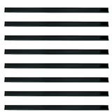 Eight evenly spaced, horizontal black bars—resembling the layout of an EGM-50B price tag set—are aligned parallel on a white background. Each bar is uniform in thickness and extends from the left to the right edge of the image.