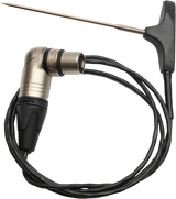 A Vulcan replacement food probe featuring a metal needle attached to a black T-shaped handle. The needle is linked by a coiled wire ending in an XLR connector, designed for measuring internal temperatures on ABC-P units.