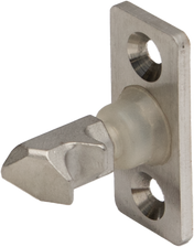 The Vulcan TCM-DLATCH is a metal door latch bolt with an angled tip and rectangular mounting plate. The double release door latch features two countersunk screw holes for easy attachment, securing your door firmly in place.